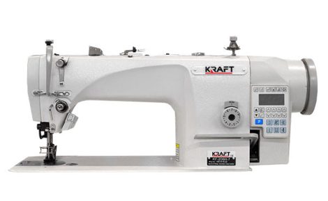 Krafft KF-206H-7 Egytűs hármastovábbítású automata vertikális körforgós lapos bőrvarrógép EU asztallappal és állvánnyal kar 31cm